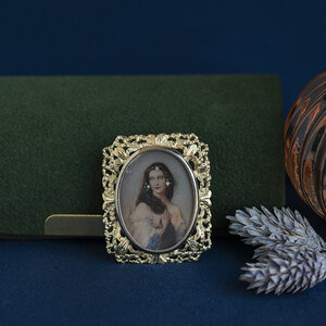 Gouden vintage hanger met emaille en zirkonia 14 krt