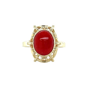 Gouden ring met bloedkoraal 14 krt