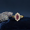 vintage Gouden vintage entourage ring met robijn en diamant 14 krt