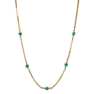 Golden Venetian necklace with green onyx 14 carat