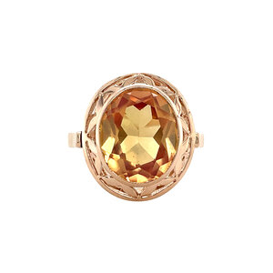 Rose-gold ring with sapphire 14 kt
