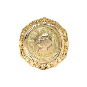 Gold coin ring 14 kt