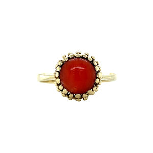 Gold ring with blood coral 14 carat
