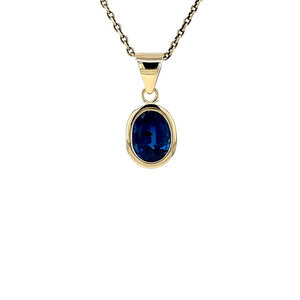 Gold pendant with sapphire 14 kt