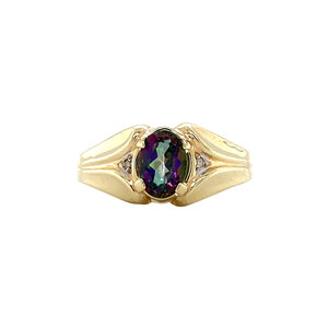 Ring with mystic topaz and diamond 8 kt