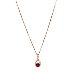 Rose-gold necklace with garnet and diamond pendant 18 kt