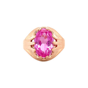 Roségouden ring met saffier 14 krt