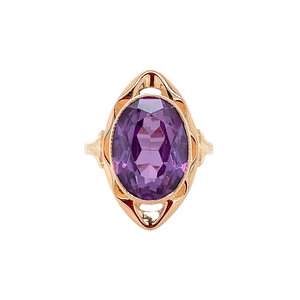 Roségouden ring met saffier 14 krt