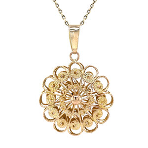 Gold filigree pendant 14 kt