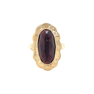 Gouden ring met granaat 14 krt