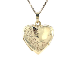 Gold heart locket with engraving 14 carat