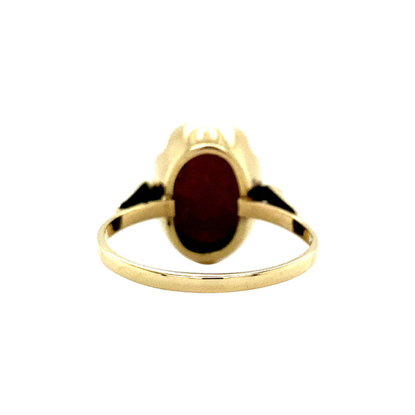 vintage Gouden vintage ring met bloedkoraal 14 krt
