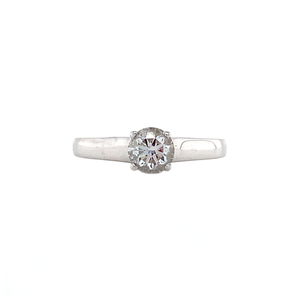 White gold solitaire ring with diamond 14 kt
