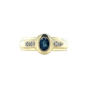 Gold ring with sapphire and diamond 14 kt