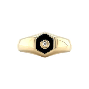 Gold ring with enamel and diamond 14 kt