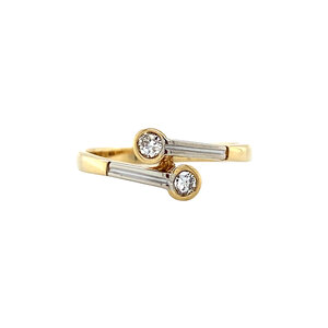 Bicolour gold ring with diamond 14 kt