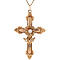 vintage Rose-golden vintage entourage cross pendant with pearl 14 kt