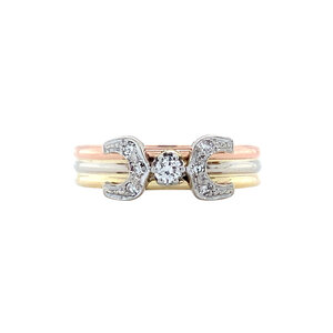 Tricolour gold ring with diamond 14 kt