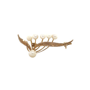 Gold brooch with pearl 14 kt