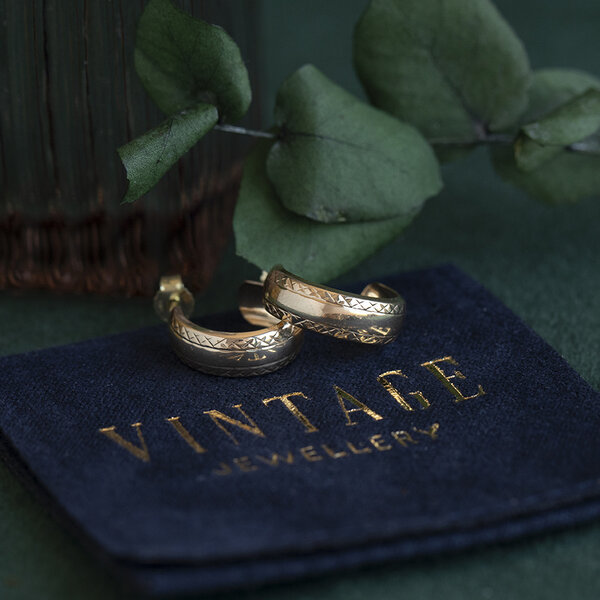 vintage Gouden vintage meander oorringen 14 krt