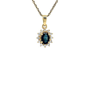 Gold pendant with sapphire and zirconia 14 ct