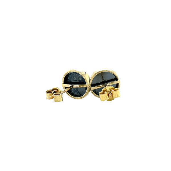 vintage Gouden vintage oorstekers met hematiet 14 krt