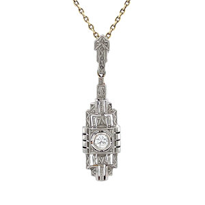 Bicolour gold pendant with diamond 14 kt