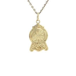 Gold clock pendant 14 kt