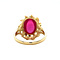 vintage Gouden vintage ring met robijn 14 krt