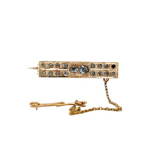 Gold brooch with rose diamond 14 kt]
