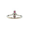 vintage Witgouden vintage ring met robijn en diamant 18 krt
