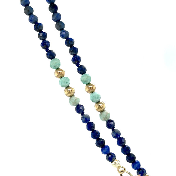 vintage Vintage sapphire necklace with heart decorative clasp 9 kt