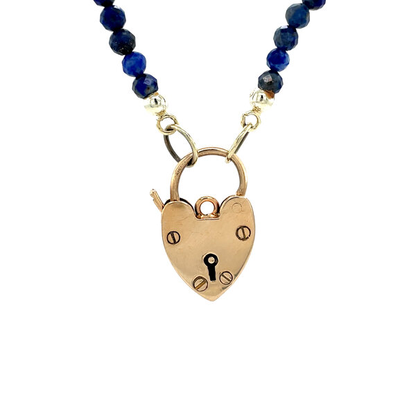 vintage Vintage sapphire necklace with heart decorative clasp 9 kt