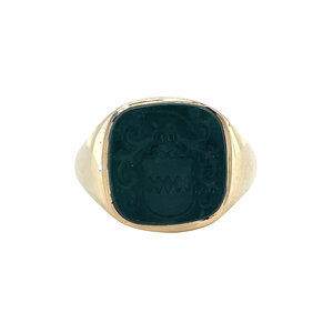 Gold signet ring with bloodstone 14 kt