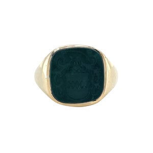Gouden zegelring met bloedsteen 14 krt