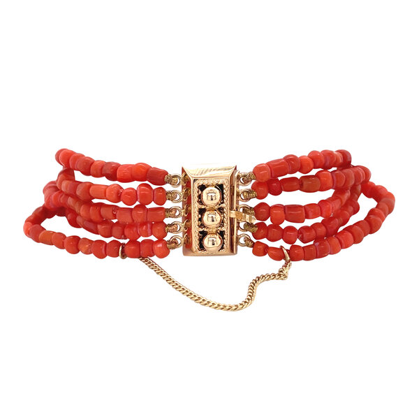 vintage Vintage bloedkoraal armband met siersluiting 14 krt