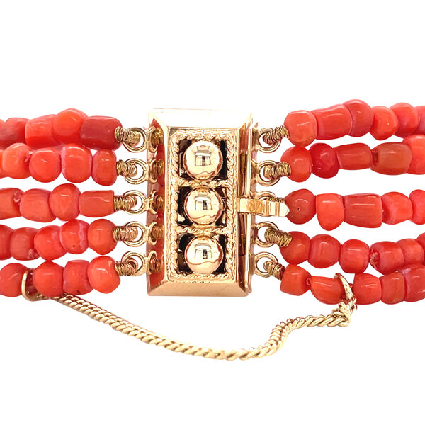vintage Vintage bloedkoraal armband met siersluiting 14 krt