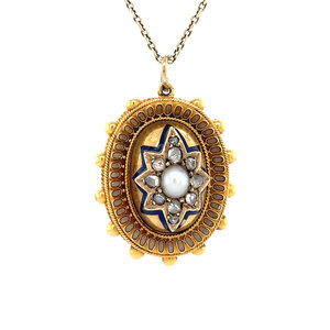 Pendant with pearl and rose diamond 9 kt