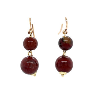 Gouden oorhangers met chalcedoon 14 krt