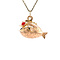 vintage Rose-gold vintage fish pendant with colored stone 14 kt