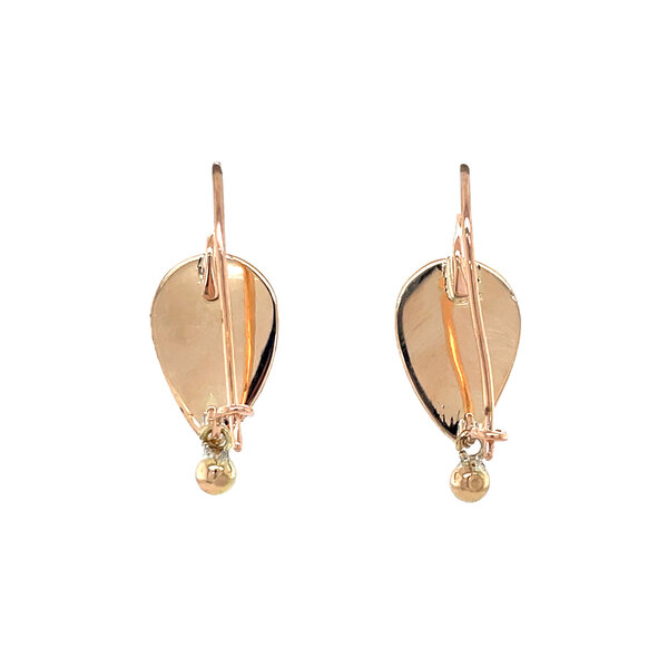 vintage Gouden vintage oorhangers met granaat 14 krt
