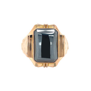 Gold ring with hematite 18 kt