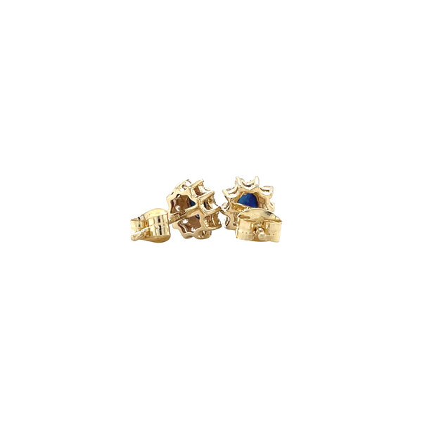 vintage Gouden vintage entourage oorstekers met saffier en zirkonia 14 krt