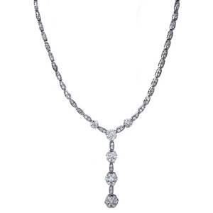 Witgouden collier met diamant 18 krt
