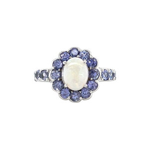 Ring with opal and tanzanite 10 kt
