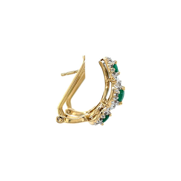 vintage Gouden vintage entourage oorstekers met smaragd en diamant 18 krt