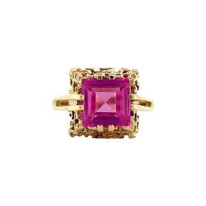 Gold ring with ruby 18 kt
