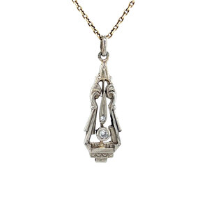 White gold pendant with diamond 14 kt