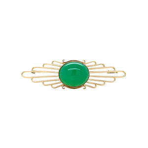 Gouden broche met chrysopraas 14 krt