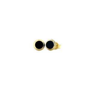 Gold stud earrings with onyx 14 carat